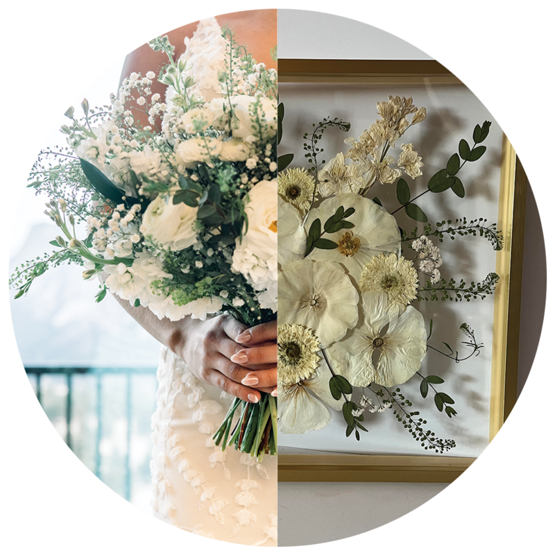 Before and After Wedding Bouquet Preservation
