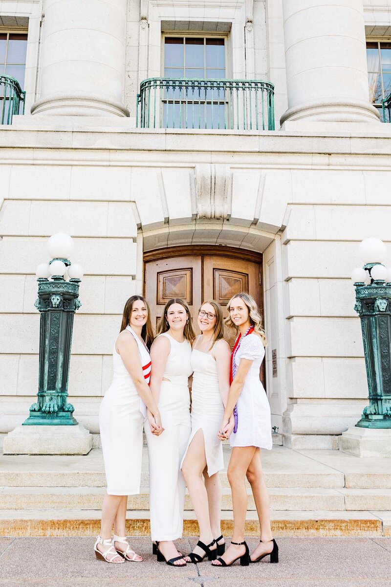 Group of University of Wisconsin Madison  girls in white.  Madison, Wisconsin Photographer.
