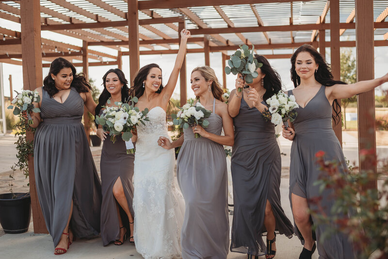 Bridal party walking
