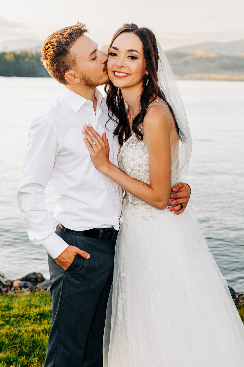 Portrait of bride and groom at Flathead Lake Forevers in Big Arm, MT