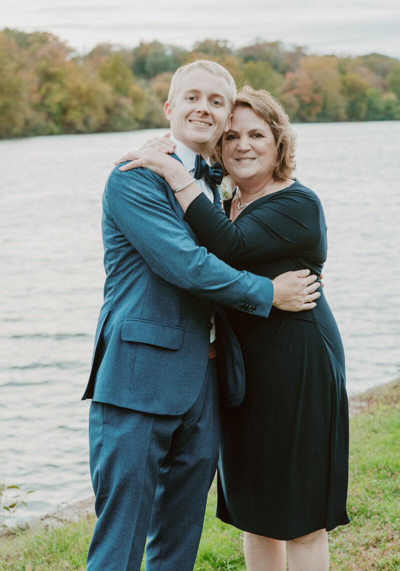 groom and mom at wedding in philadelphia