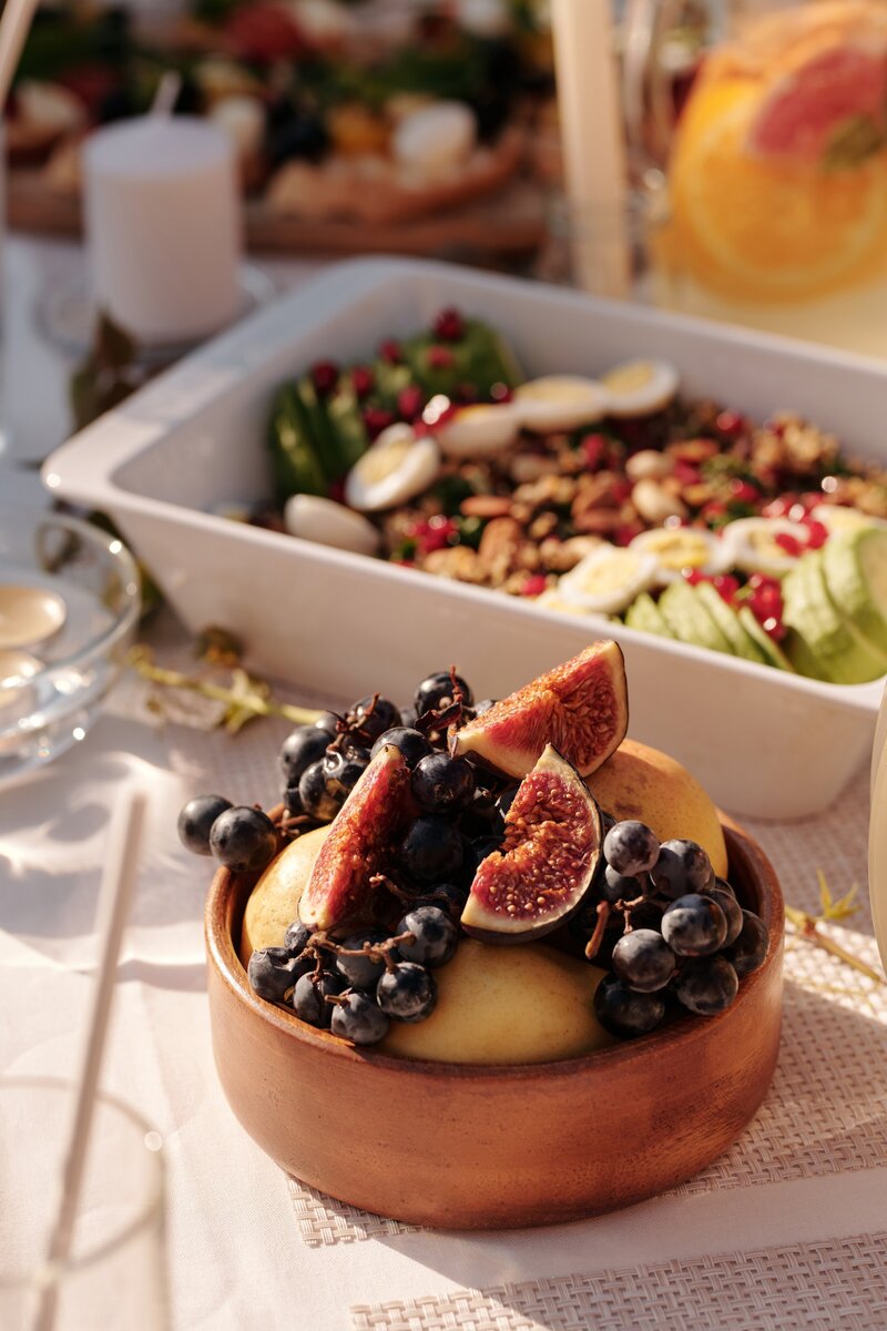BBQ spread with fruit