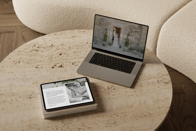 Ipad displaying website mockup.