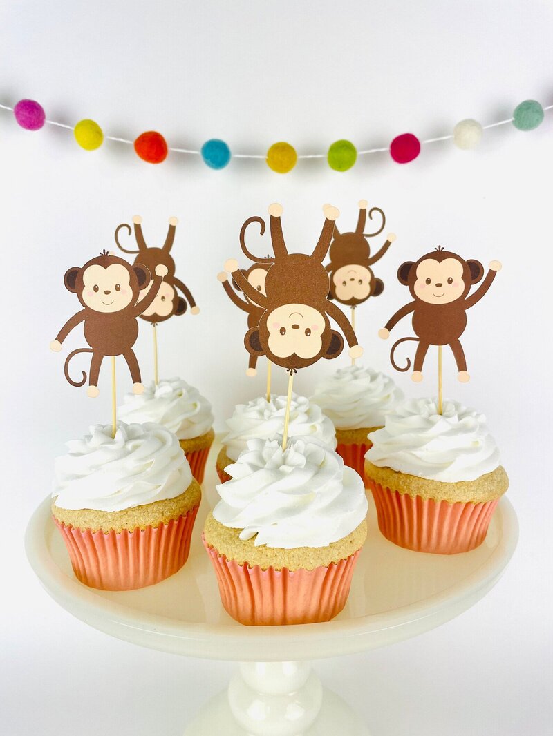 Monkeying Around cupcake toppers for babyshower