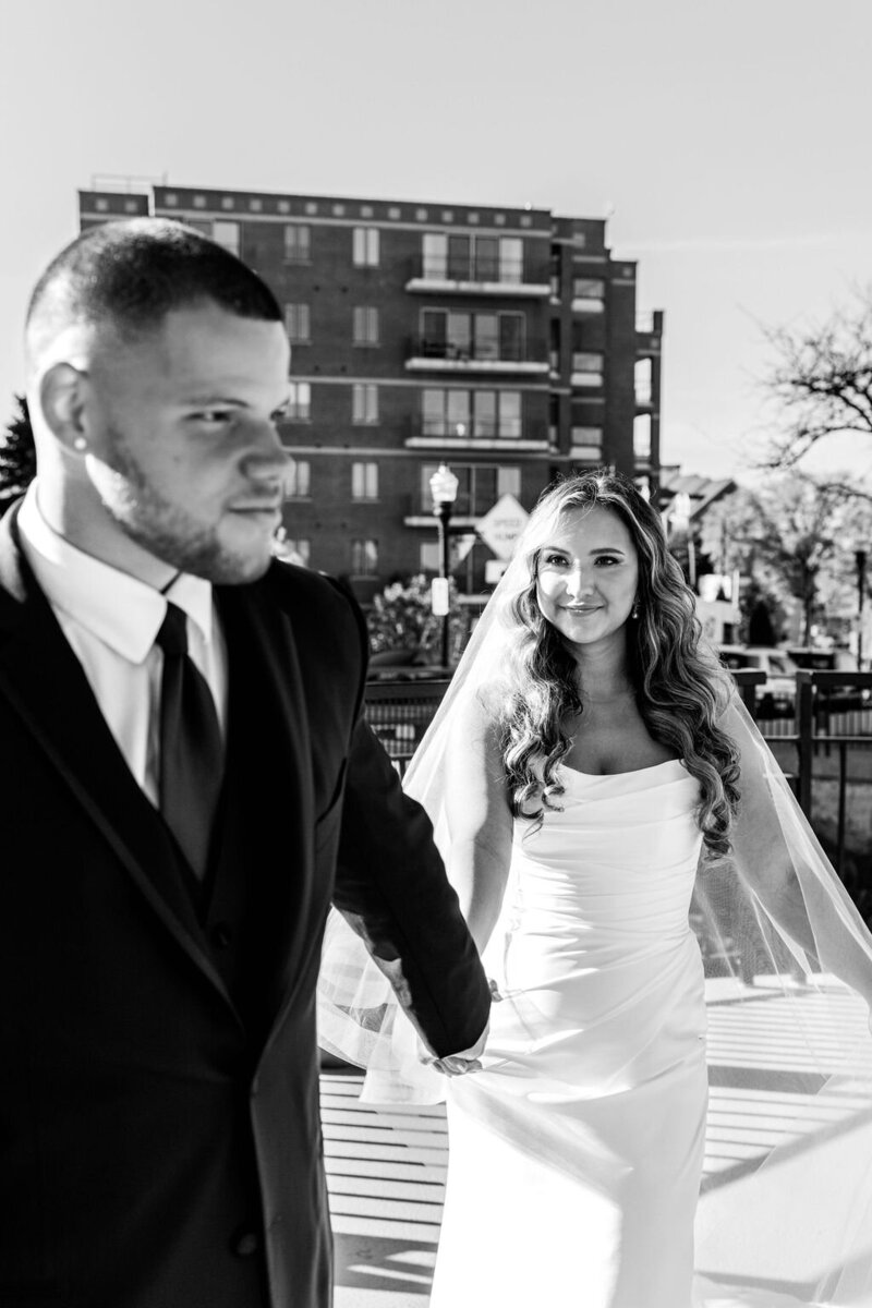Photo of Bride and Groom walking together in Pittsburgh PA