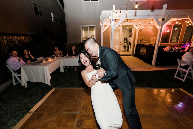 First Dance at backyard wedding in Temescal Ca