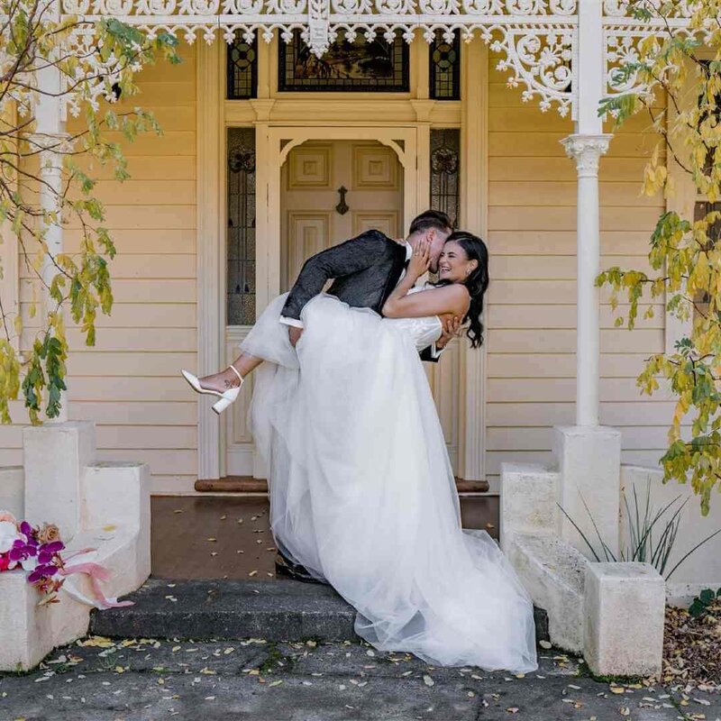 Bridal party celebrating