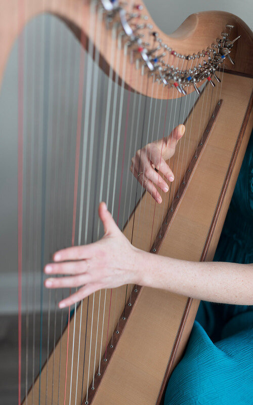 Branding photoshoot in St Augustine, close up of harp strings