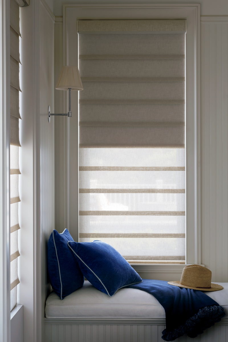 Reading nook with window shade half open