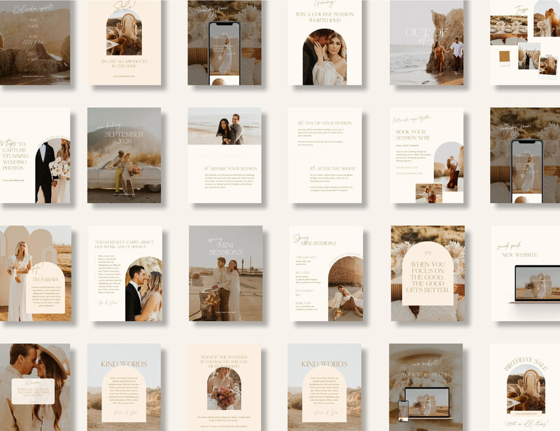 Boho Instagram post templates for photographer