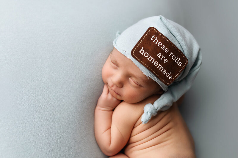 Tiny newborn profile close-up - professional newborn portraits MN.