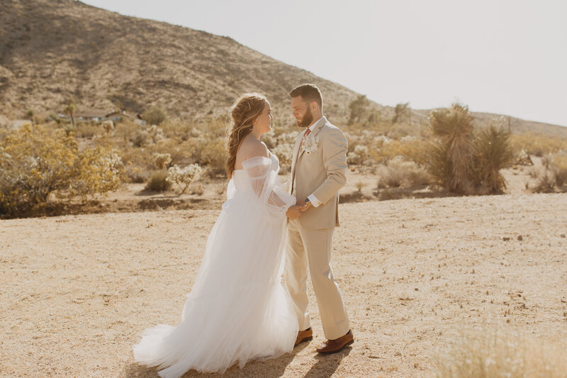 Abi and Josh in wedding clothes at Zion National Park
