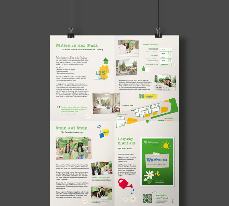 Mailing-Visualisierung für SOS-Kinderdorf – kreative Präsentation des Printdesigns von studio bretz.