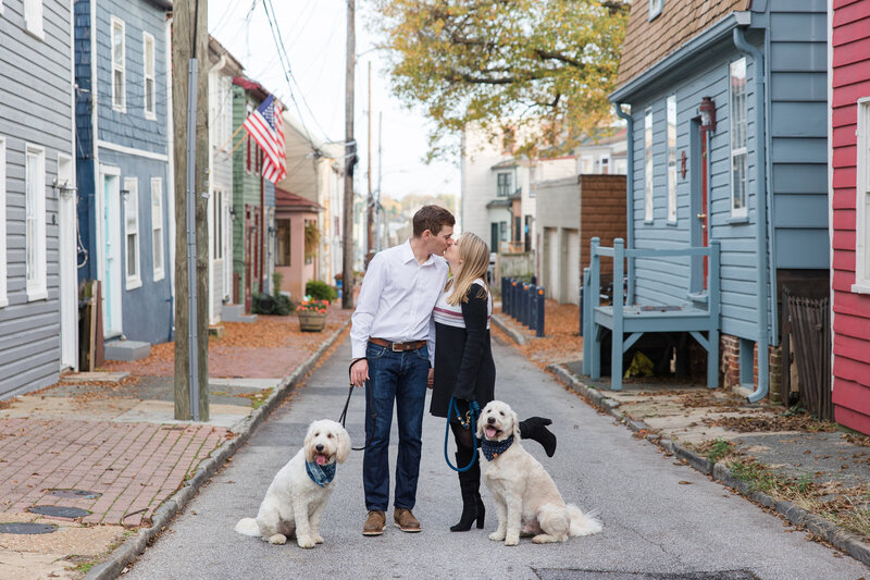 Downtown Annapolis engagement photos historic district with dogs by Maryland photographer, Christa Rae Photography