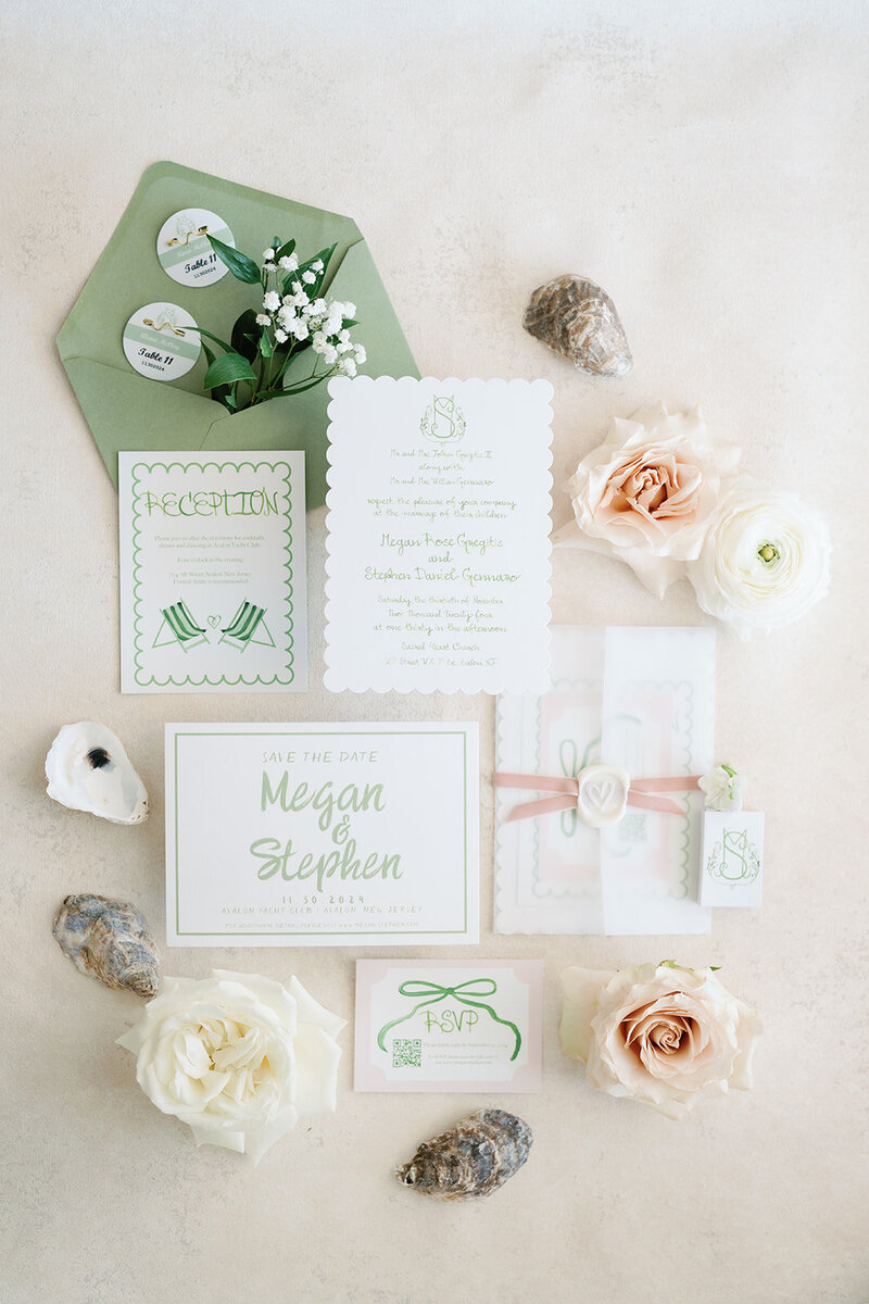 Timeless stationary for a fall Avalon Yacht Club wedding