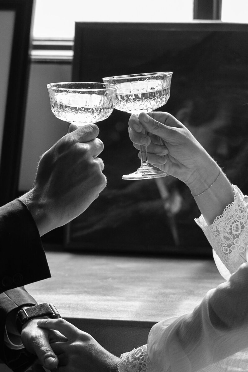 Black and white glass cups from an editorial photoshoot at a Long Island Wedding | Emma Leeann Photography