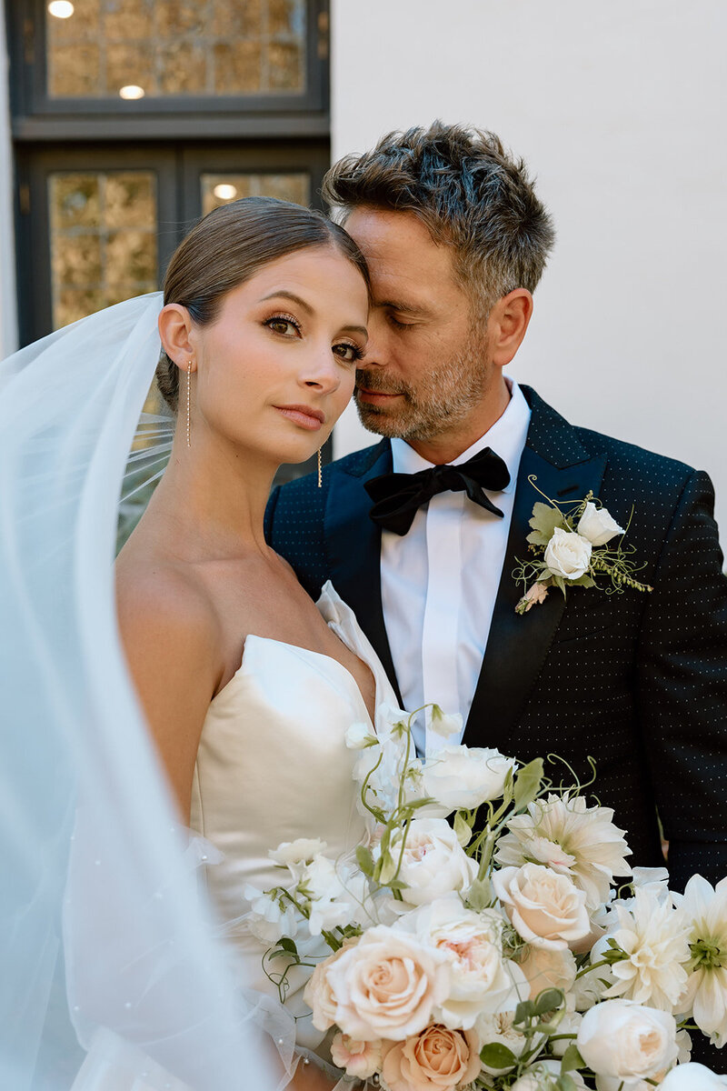 Luxury wedding couple at indoor venue