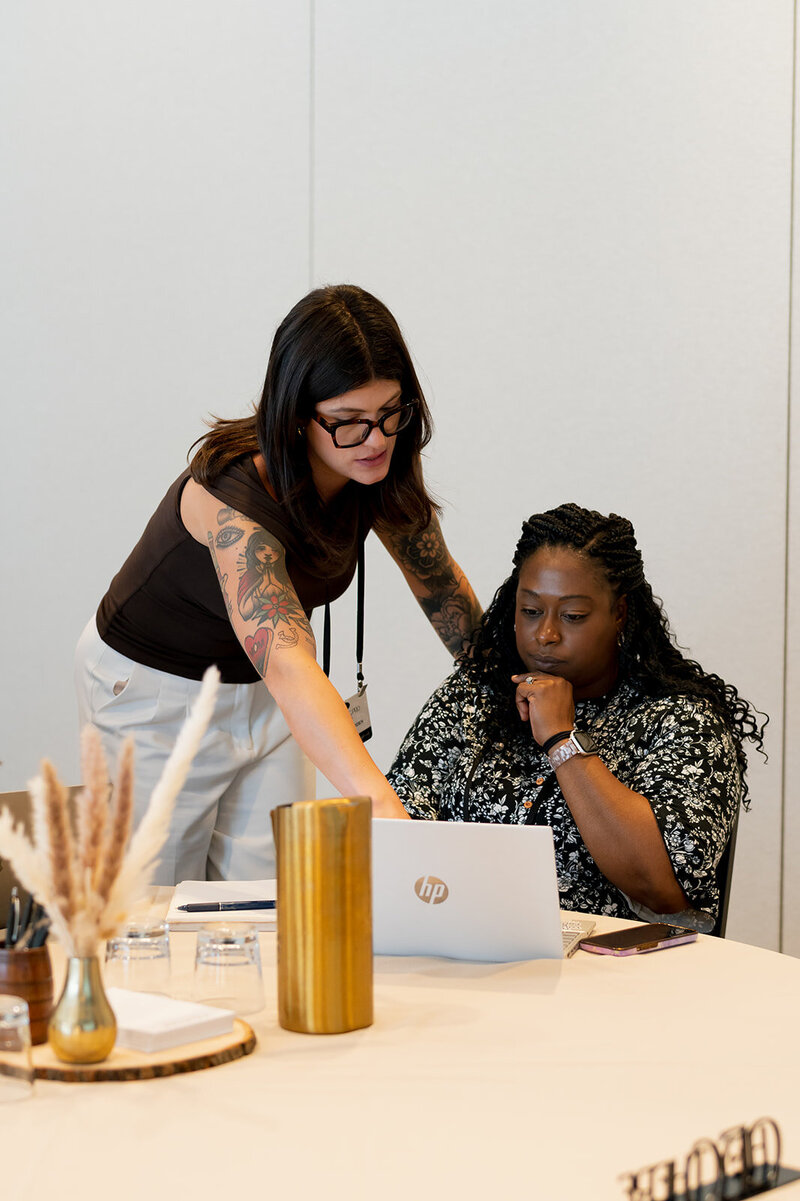 Wedding pro educator working with student