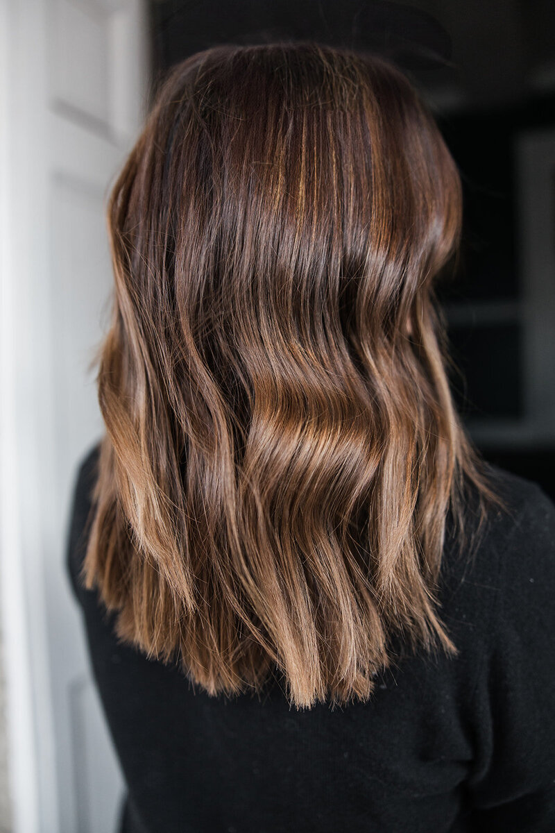 rich brunette dimensional hair with lots of shine 