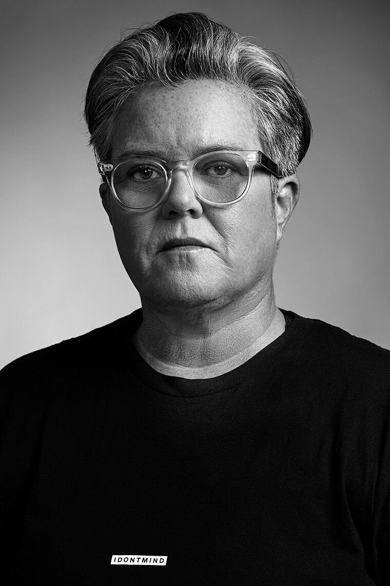 Black-and-white portrait of Rosie with a thoughtful gaze, photographed by Ylva Erevall.