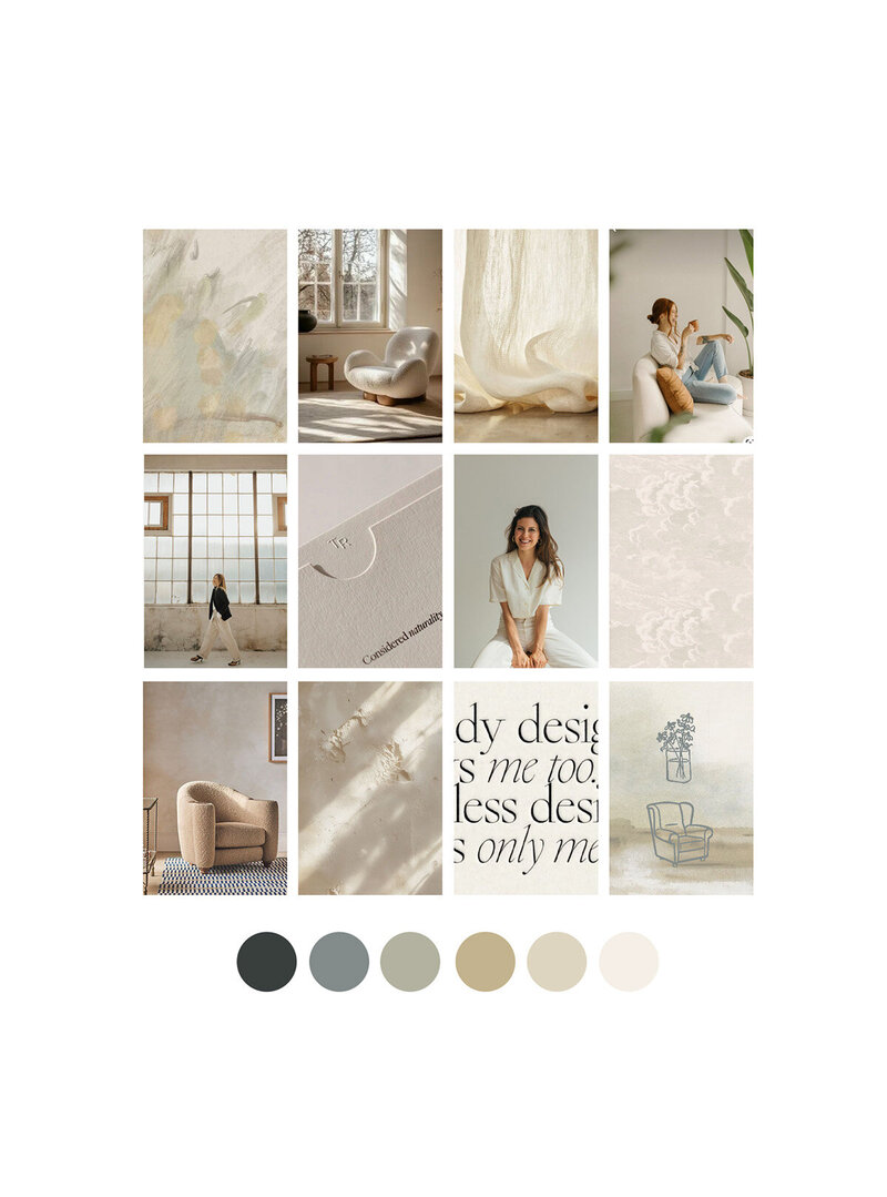A colorful moodboard displaying a variety of images in different styles and themes for a gut health dietitian.