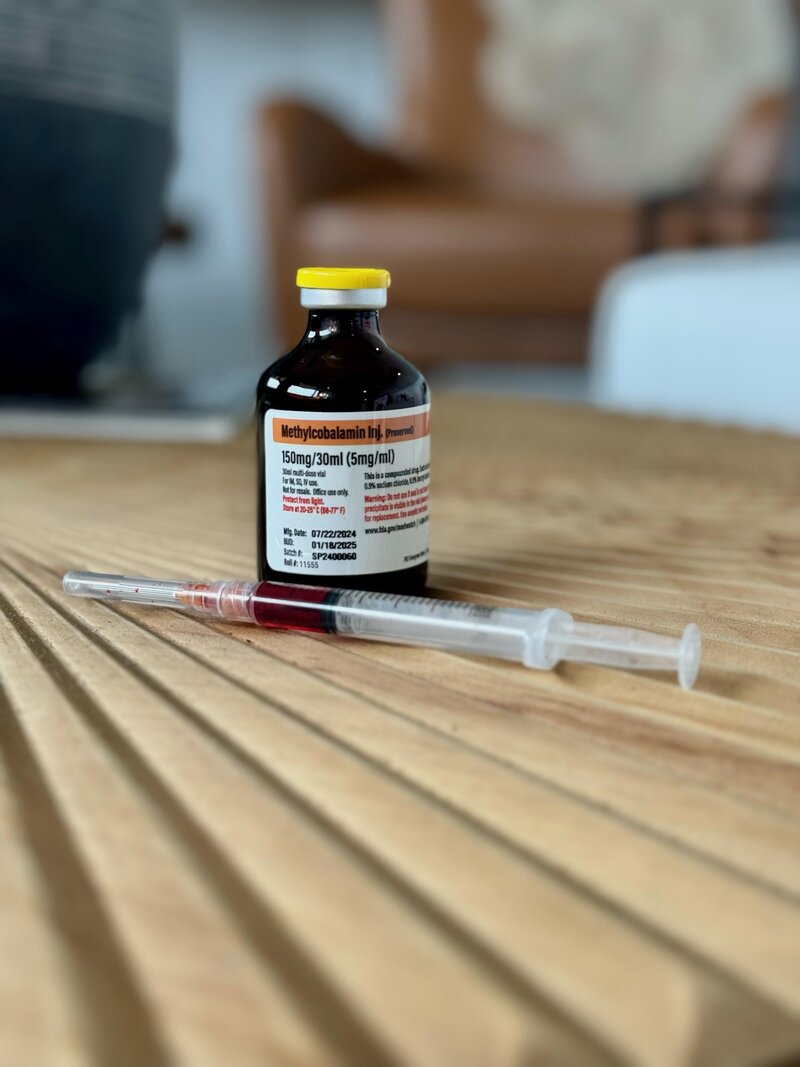 Needle filled with clear liquid