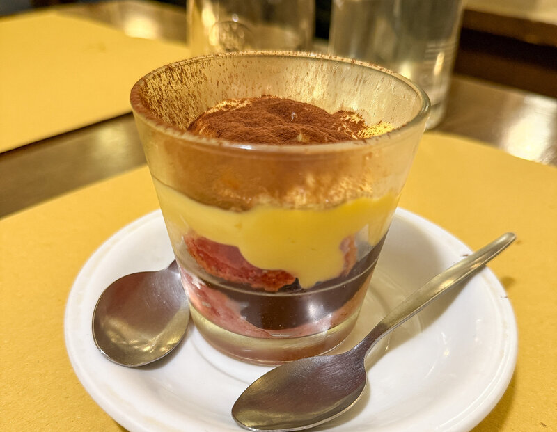 Zuppa inglese dessert at Trattoria Sant'Omobono in Pisa, Italy