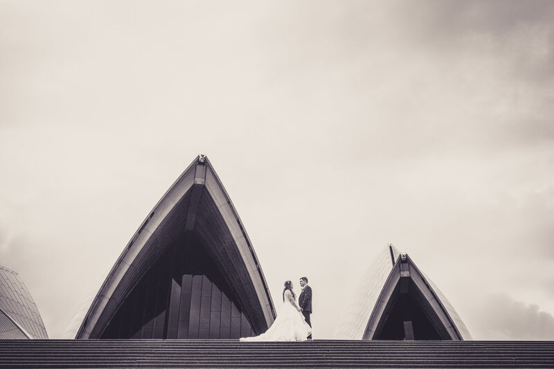 best sydney wedding photographer for you day with couple at the Sydney Opera House