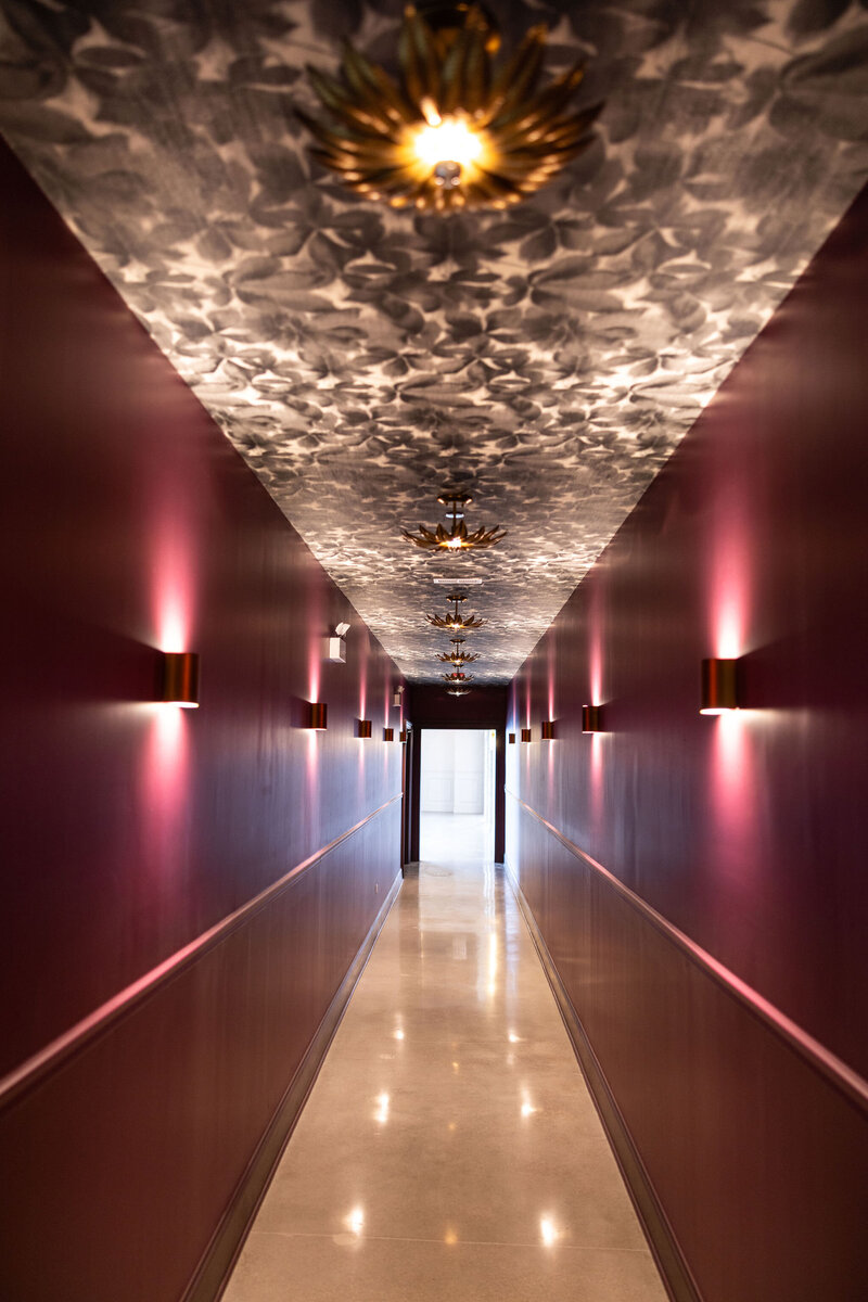 long shot of iconic hallway moody moment at Bloom Events