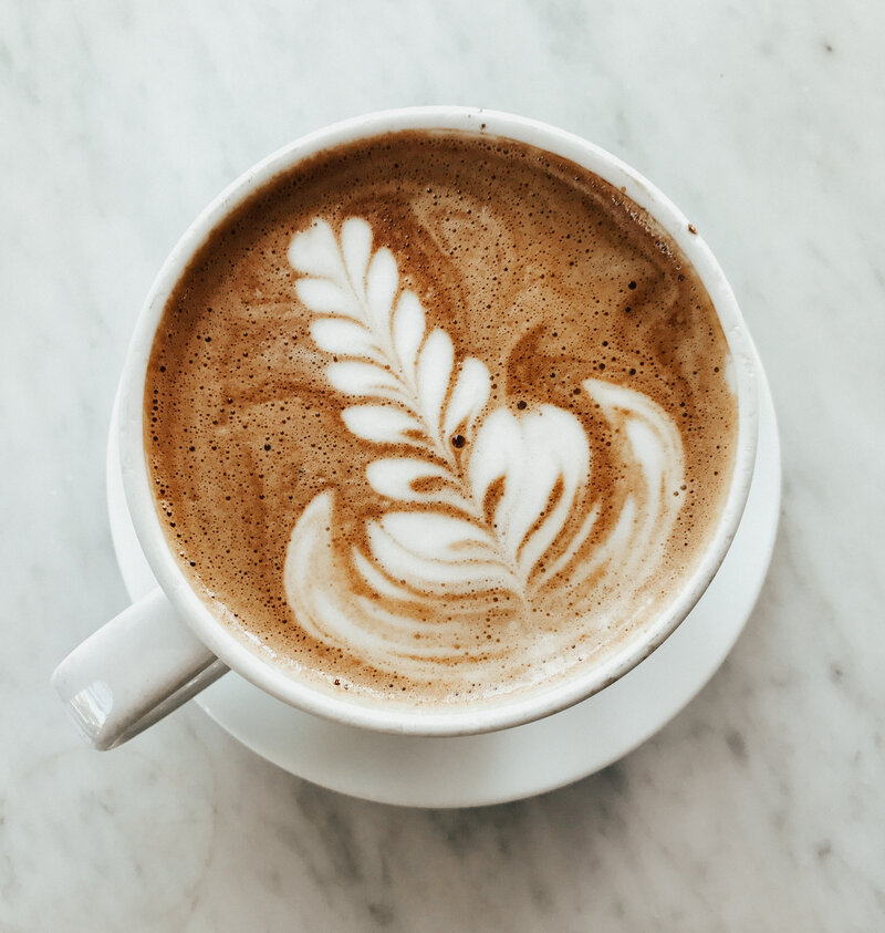 latte art in a mug of coffee