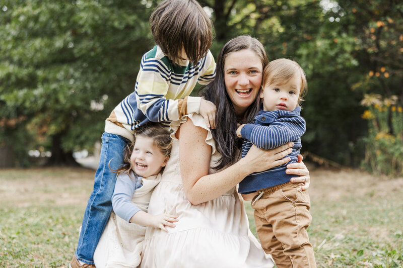 Natural Hudson Valley family photographers in Beacon capturing playful family portraits