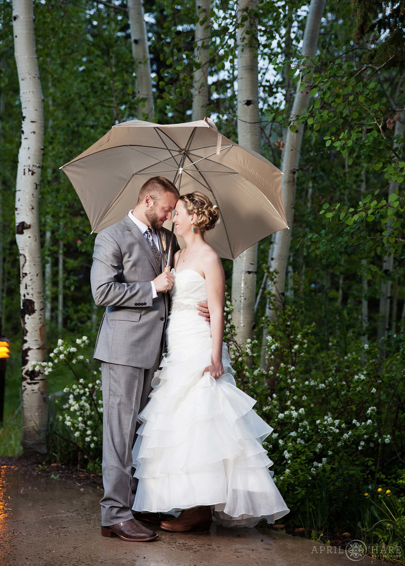 Rainy wedding day during summer at the Donovan Pavilion