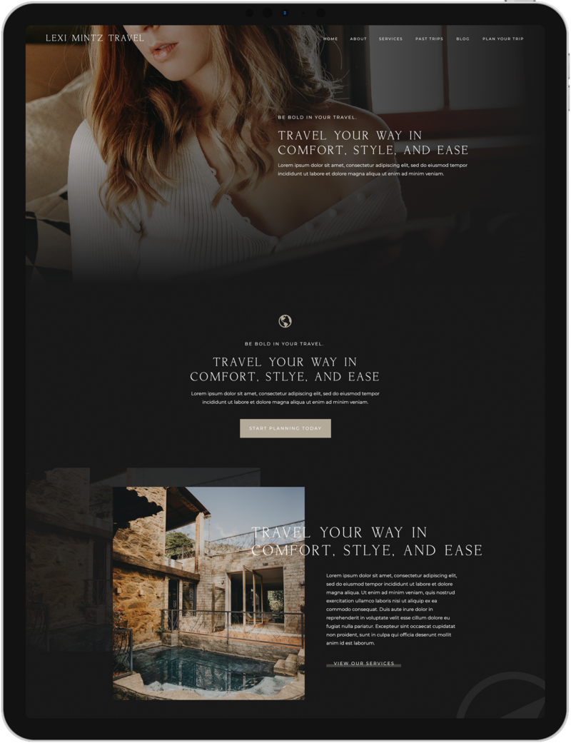 Chic and Modern Website Template Travel Agents Bloggers Showit Template