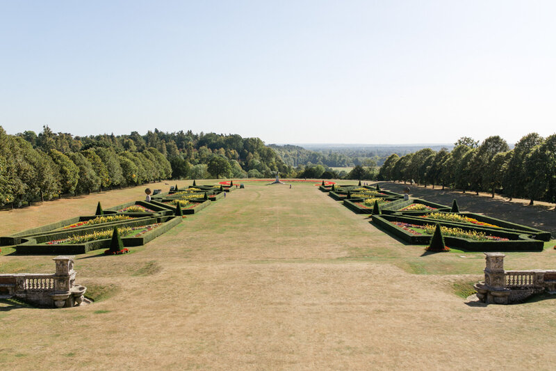 Gardens at Cliveden House overlooking the Thames Valley