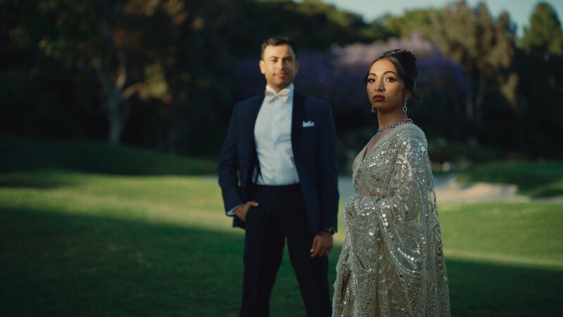 Indian wedding couple posing