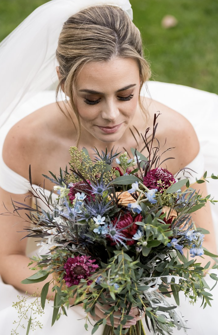 Bride and her bridal bouquet