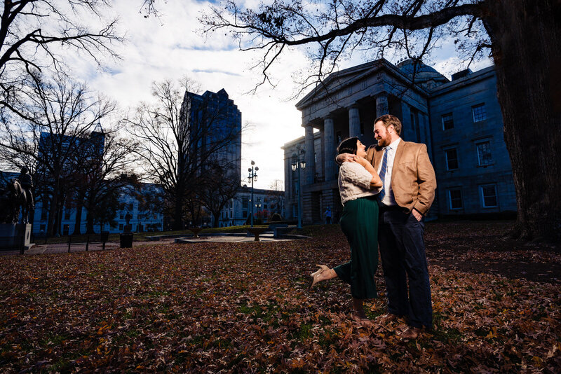 Engagement Photo Session at NC Capitol Building