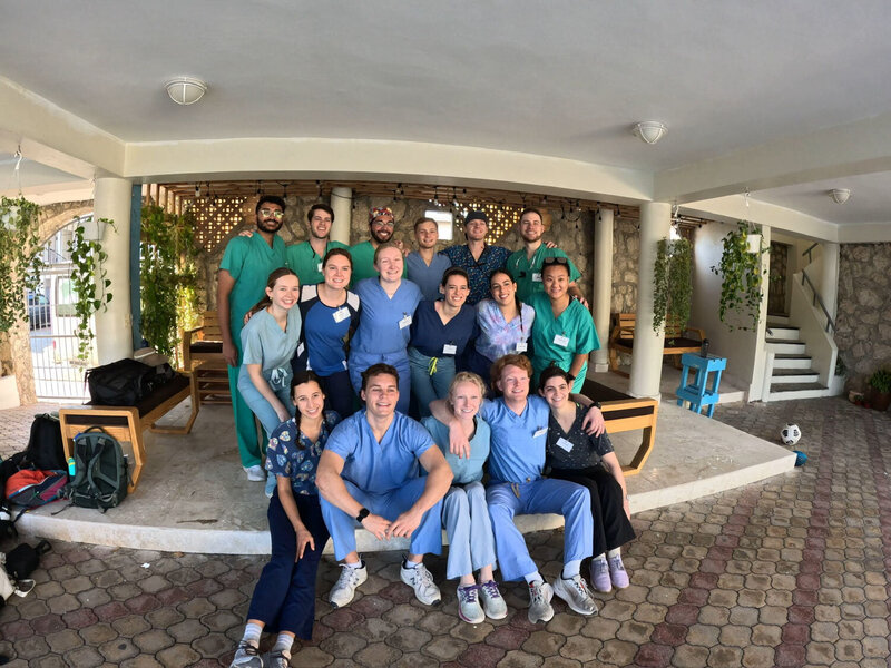 group of medical students at hotel on a mission trip