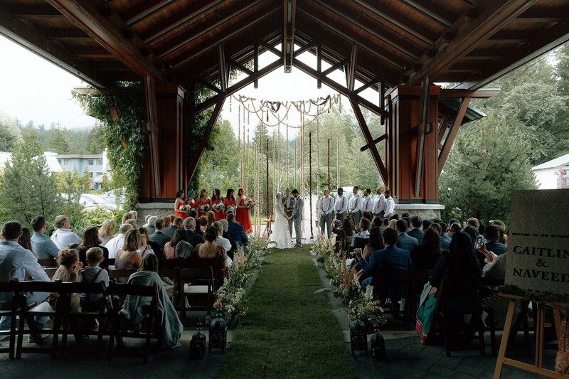 35mm film photo of wedding ceremony at stanley park pavilion in vancouver