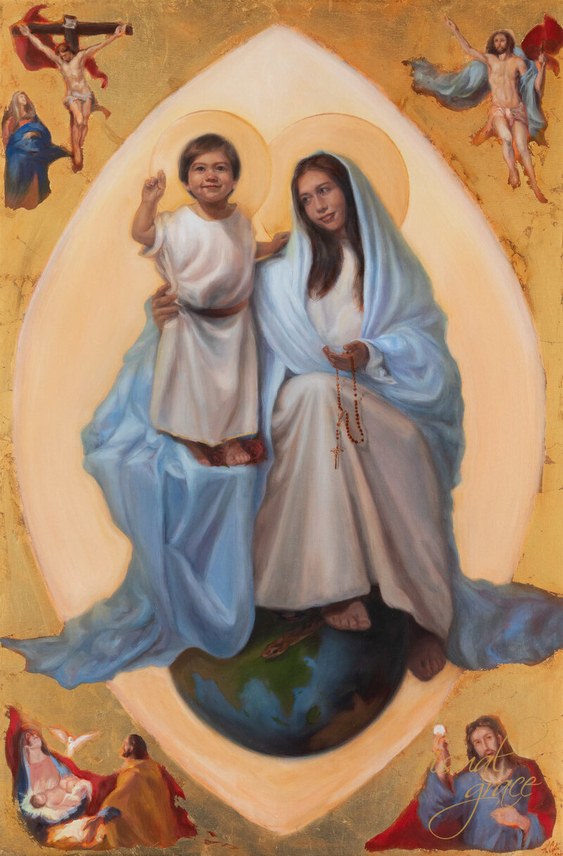 Mother Mary Rosary painting