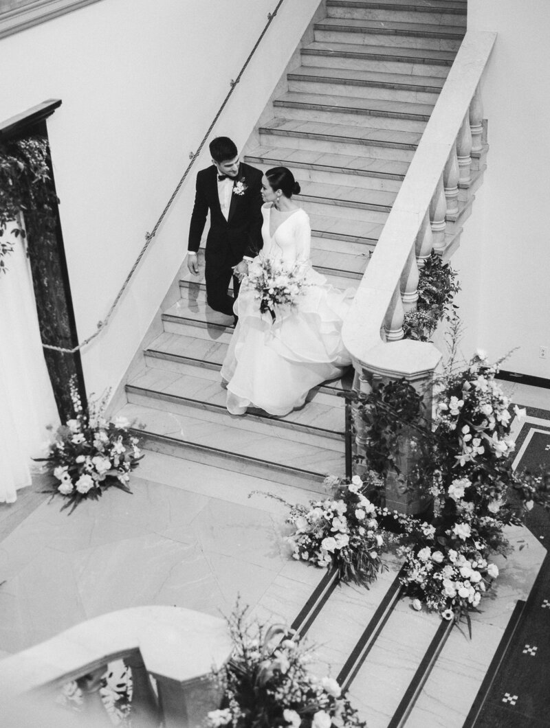 Black and white wedding portrait