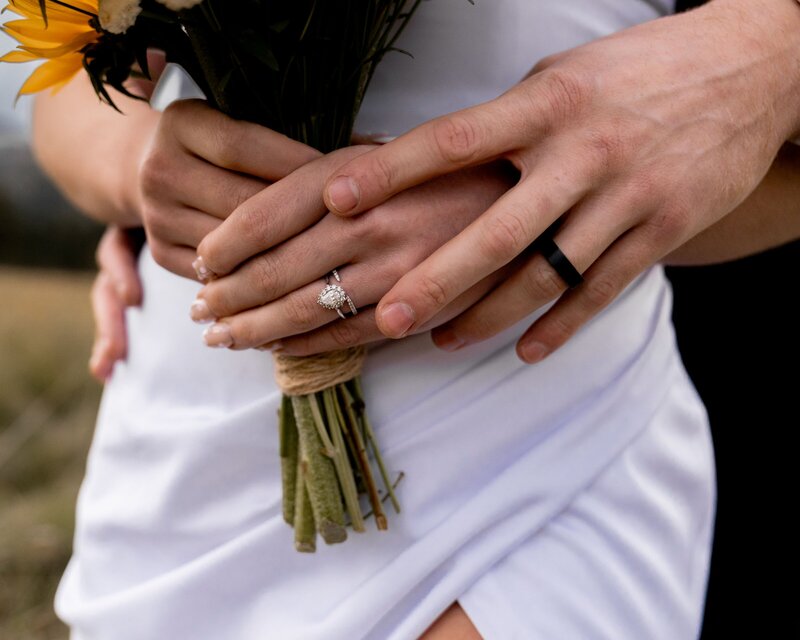 close up of ring on woman's hand