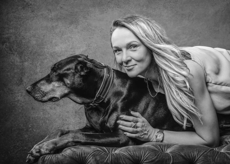 woman and her dog