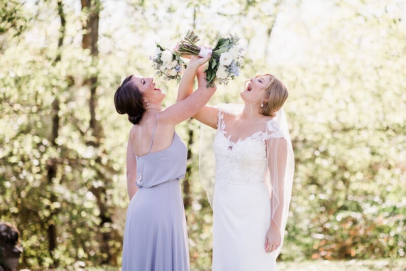 pretending to drink bouquet by Knoxville Wedding Photographer, Amanda May Photos