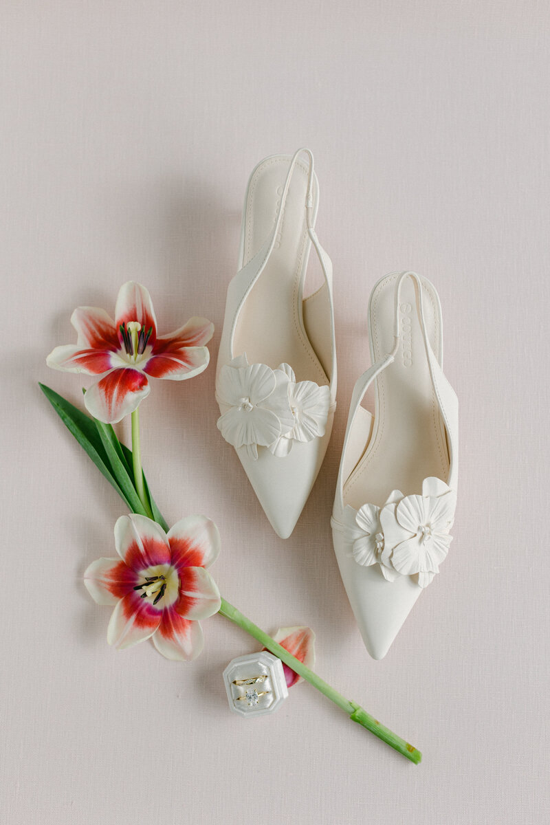 Blush linen styling mat for romantic wedding flat lays