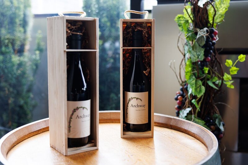 Archway Wine bottles in wooden boxes