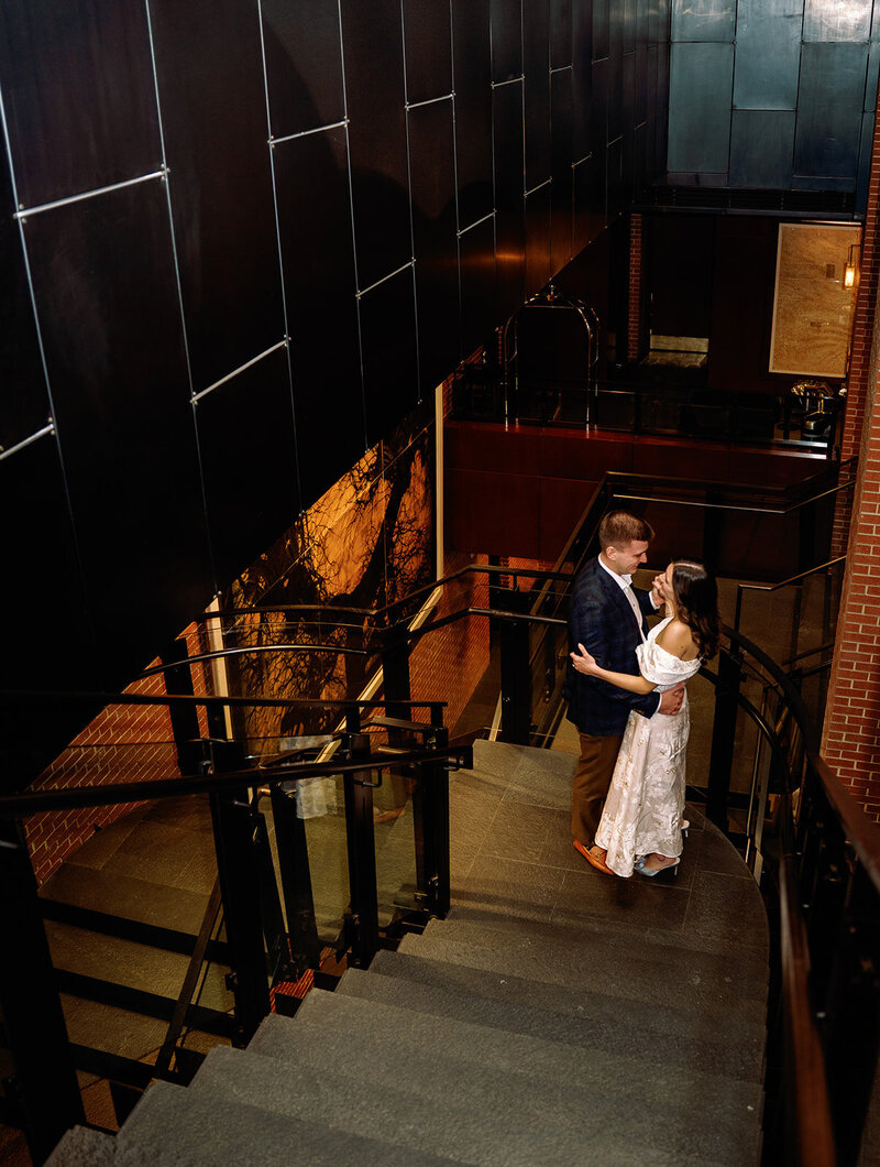 Burgundy and green modern welcome party and rehearsal dinner at Ritz-Carlton Georgetown DC
