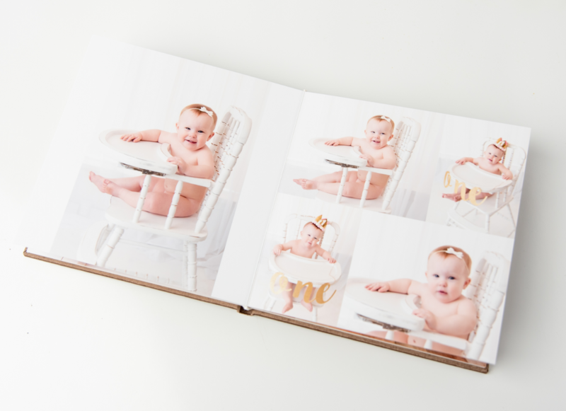 Heirloom album of baby girl after her photo session
