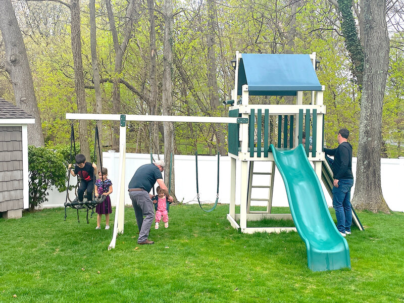 Kids playing on swingset in backyard, kids playing on slide, pvc swingset, safe haven new york, long island, abortion alternatives, adopt my baby, giving up my baby for adoption, finding a family to adopt my baby, accidentally pregnant, didn't mean to get pregnant