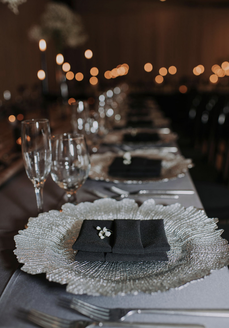 luxury tablesetting at indoor wedding